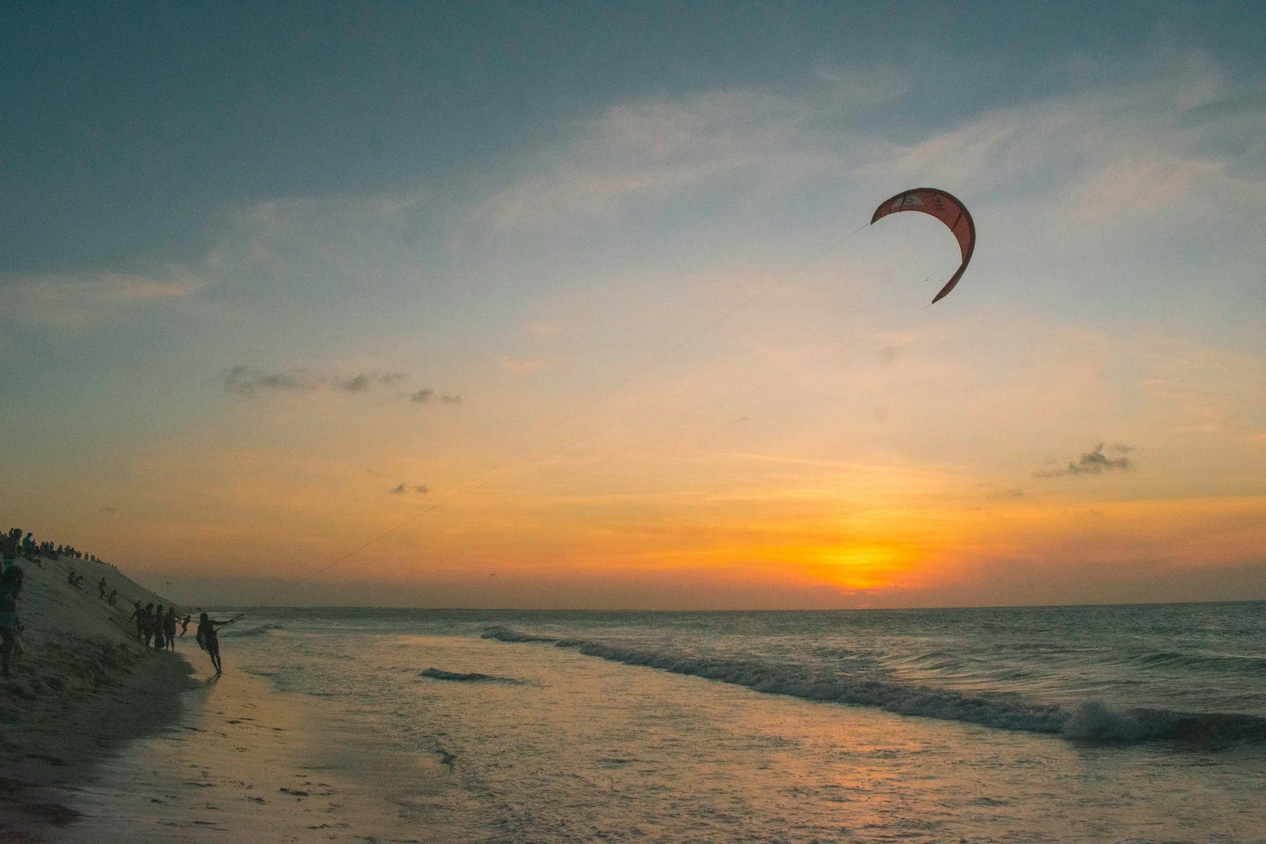 Kitesurfing at sunset in Ocean Park